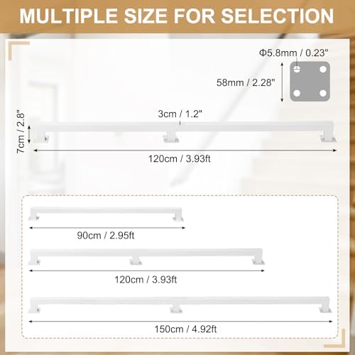 DTGN Stair Railing Indoor 4FT - Square Tube Handrail Metal Staircase Wall Mounted Handrails for Home Indoor Stairs Loft - Non-Slip W/Screws & Expansion Tube & Hex Wrench - White