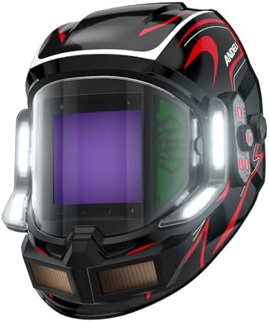 ANDELI Auto Darkening Welding Helmet with Light,Upgraded Solar Powered