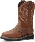HISEA NINGO Steel Toe Work Boots for Men Square Toe Cowboy Boots Soft Toe