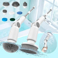 Electric Spin Scrubber, Adjustable Angle Cordless Shower Scrubber, Waterproof Bathroom Scrubber with Display & 7 Replaceable Brush Heads, Power Scrubber for Bathroom Floor Tub Tile（grey white 2）