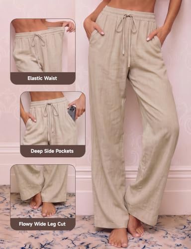 Showitty Wide Leg Pants for Women with Pockets, High Waist Yoga Lounge