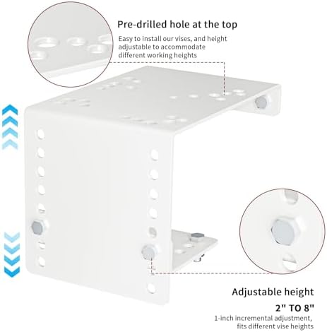 Bumper Vice Mount, Pre-Drilled Heavy Duty Truck Vise Mount for Versatile Height Adjustment, Easily Bolt to Utility Truck and Service Body Truck (White)
