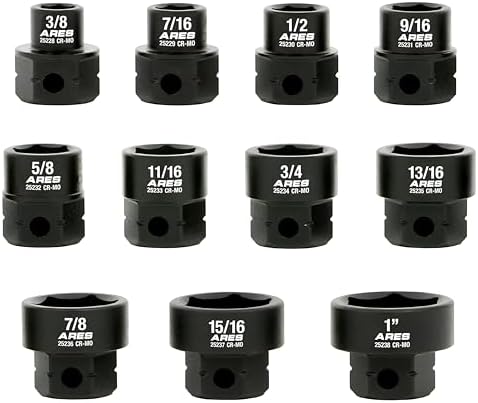 ARES 29021 11-Pc 1/2in SAE Nano Sockets, Low Profile, w/Rail | Impact grade sockets offer greater clearance than typical shallow sockets