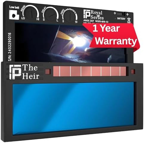 The Heir 1.0 | Shade 5-13 Adjustable Blue Auto Darkening Welding Lens | 2" x 4 1/4" x 0.33" | Adjusts From Shades 5-13 (9 Lenses In 1) | Blue Front - TrueColor Weld View | Ridge Products Royal Series