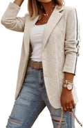 CHICME Women's Argyle Cable Jacquard Tape Sleeve Button Work Travel Blazer