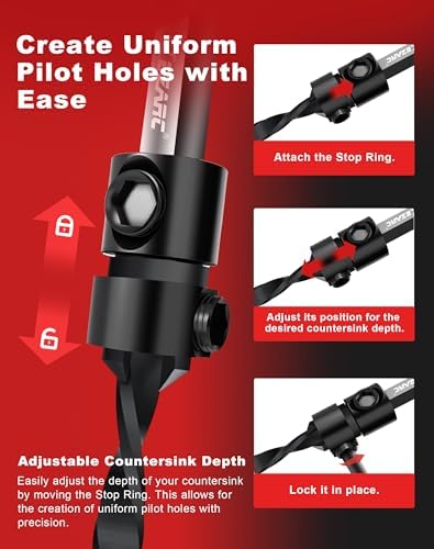 EZARC Countersink Drill Bit Set, 24PCS Tapered Bits with Wooden Sticks
