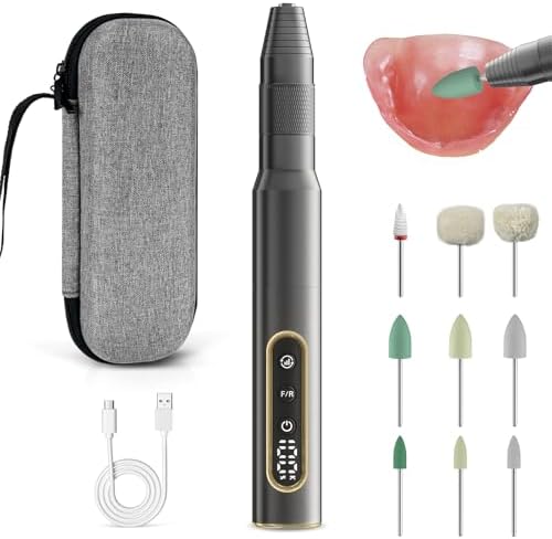 Cordless Mini Polisher, 30000RPM Portable Repair & Cleaning Kit for Acrylic & Soft Liners - Smooths Rough Edges, Removes Stains, Perfect Finish, Ideal Gift for Dad Mom Grandma Grandpa