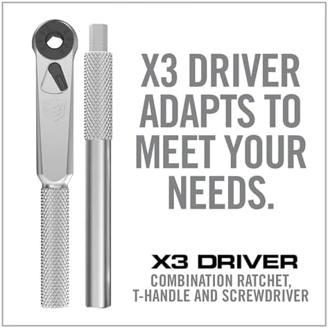 Real Avid X3 Ratcheting Screwdriver Set with 13 Bits, 3-in-1 Driver, T-handle & Extension - Includes 4 Hex 4 Torx 3 Metric 4 Standard Hex & Phillips