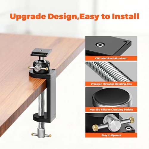 Luvan 360° Rotating Mini Bench Vise Stand, Double Locking Heavy-Duty Table Vise Stand with Enhanced Clamping Force, Adjustable Angle Vise Bracket Table Clamp Stand with Swivel Base for Fractal Vise ﻿