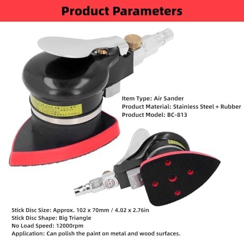 Eujgoov 12000rpm Air Triangular Sander Detail Sander Handheld Mini Details Pneumatic Sanding Machine for Wood Metal