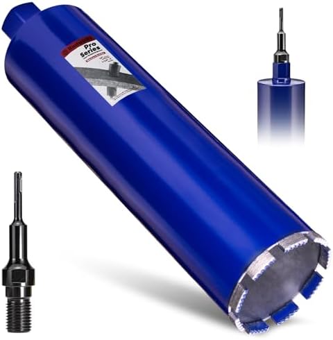 4" Concrete Core Drill Bit with SDS Plus Adapter (1-1/4"-7 Thread) - 14" Cutting Depth & Upgraded Welded Teeth Core Bits for Concrete with Rebar, Brick, Masonry,Stucco,Mortar,Wet Coring