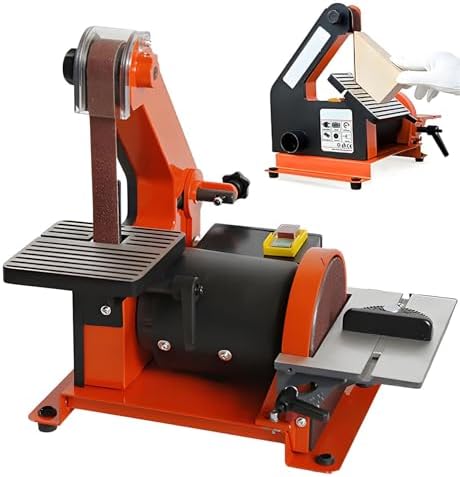 Belt Sander Knife Sharpener for Curved and Angled Sanding,Belt and Disc Sanding Workstation,0°-45° Sanding Angle Adjustable,Bench Polisher for Metal,Plastic,and Wood Sanding