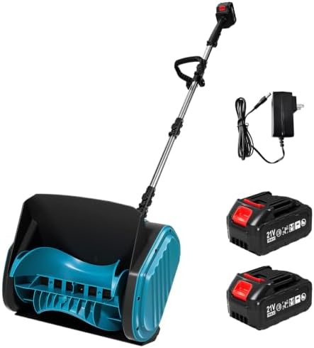 Cordless Electric Snow Shovel, 13.4" Clearing Width Brushless Snow Thrower with 3-Section Splice Pole, 40FT Max Snow Throwing Distance, Handheld Battery Powered Snow Blower for Driveway & Deck