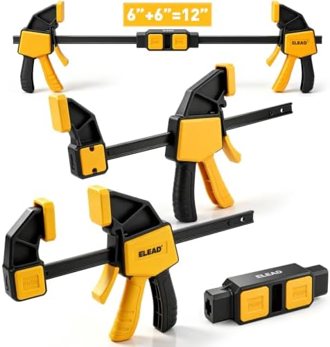 3-Pack Wood Clamps for Woodworking, 6 Inch Bar Clamps with Clamp Connector, Quick-Release Wood Clamps with 150 LBS Load Limit, Trigger Clamp Set for Woodworking DIY Projects