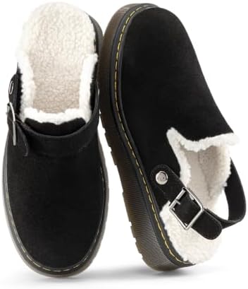 Athlefit Women's Slip On Suede Clogs with Back Strap