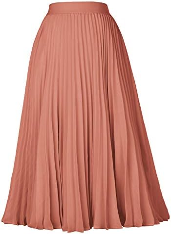 GRACE KARIN Pleated Midi Skirt for Women Chiffon A-Line Outfits
