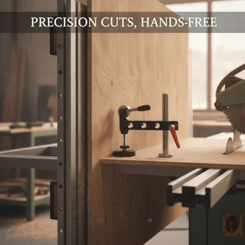 Iron Panel Saw Hold-Down Clamp for Woodworking, Horizontal Workholding Device for Large Sheets and Straight Cuts, Black Finish