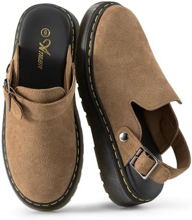Athlefit Women's Slip On Suede Clogs with Back Strap