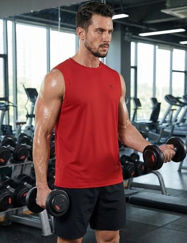 KPSUN Men's Quick Dry Workout Tank Top Summer Beach Shirt | UPF 50+ Sleeveless Gym Muscle Shirt with Hidden Pocket for Keys. Ideal for Gym Training, Outdoor Running, And Beach Workouts