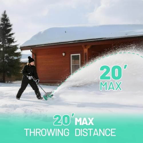 Litheli Cordless Snow Shovel, 20V 12'' Electric Snow Blower for Driveway, Battery Powered Snow Thrower, 4.0Ah Battery and Fast Charger Included
