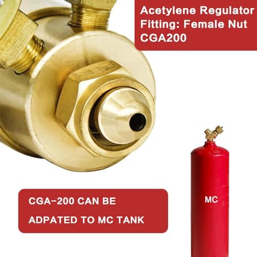 Oxygen Acetylene Regulator Set, CGA540 and CGA200 Inlet Connection | Compatible with V-Style Welding Cutting Gas Torch, CGA200 Acetylene Regulator For Small Cylinder