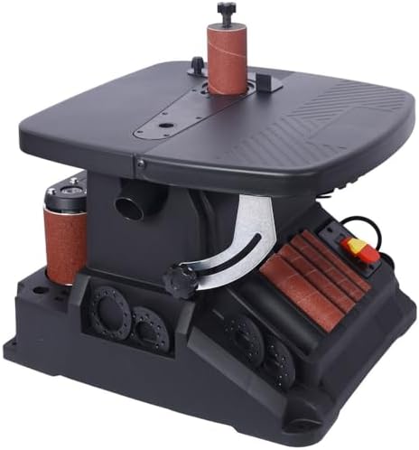 Oscillating Belt and Spindle Sander, 500W Benchtop Belt Sander with 4" x 24" Sanding Belt, 5 Sanding Sleeves, 0°-45° Tilting Table & Dust Port for Woodworking, Furniture & DIY, Black