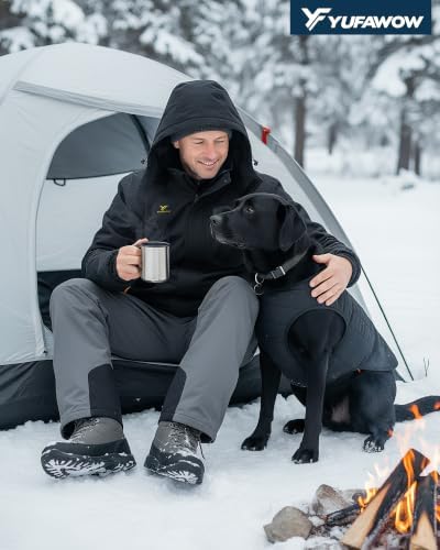 Yufawow Men Winter Jacket Skiing Jacket Insulated Fleece Lined Waterproof Windbreaker for Snowboard Hiking Camping ATV Outdoor Work