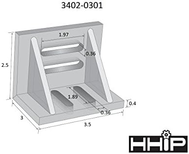HHIP 3402-0301 3-1/2" x 3" x 2-1/2" Slotted Angle Plate, Webbed