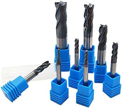 CNC End Mill Set, Carbide Tungsten Steel 4 Fultes Milling Cutter, Router Bits Rotary Bits Tool Straight Shank 2-12mm 8pcs