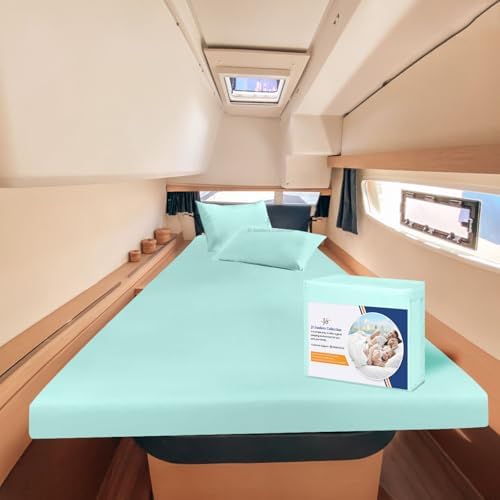 JS Sanders XL V Berth Boat Sheet 3 Pcs 600 TC Egyptian Cotton,Aqua Blue