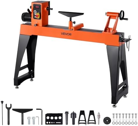 VEVOR Woodworking Lathe, 1.5 HP, Wood Lathe Machine with 150 to 3200 RPM Variable Speed, 16 x 40 in Workbench, Brushless DC Motor, Cast Iron Body, Tool Rest, for Medium to Large Projects Woodworking