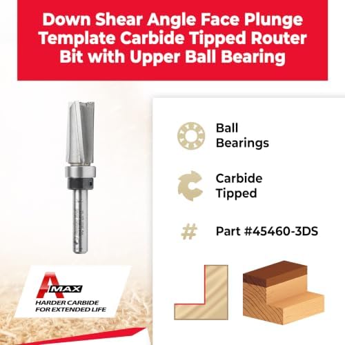 Amana Tool - 45460-3DS Carbide Tipped Down Shear Face Plunge Template 1/2 Dia x 1 4 in