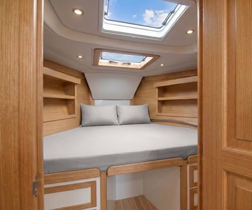 JS Sanders V Berth Boat Sheet 1 Pcs 600 TC Egyptian Cotton, Silver