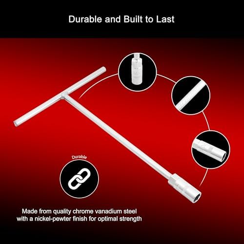 TUSK Deep Socket T-Handle Wrench Set 7-pack 6-Point Socket 8mm, 10mm, 12mm, 13mm, 14mm, 17mm, 19mm Chrome Vanadium Steel Nickel-Pewter Finish