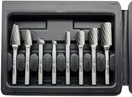 LU&MN Tungsten Carbide Burr Set, 1/4" Shank, 8 Pcs