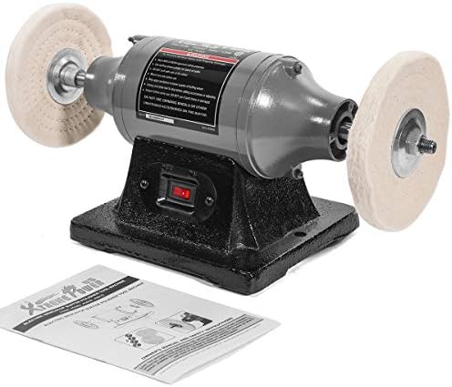 XtremepowerUS 6" Bench Buffer Polisher, 1/2 HP Bench Polishing Machine, Heavy-Duty Metal Buffer Grinder with Dual Buffing Wheels for Stainless Steel, Aluminum, Chrome & Automotive Parts