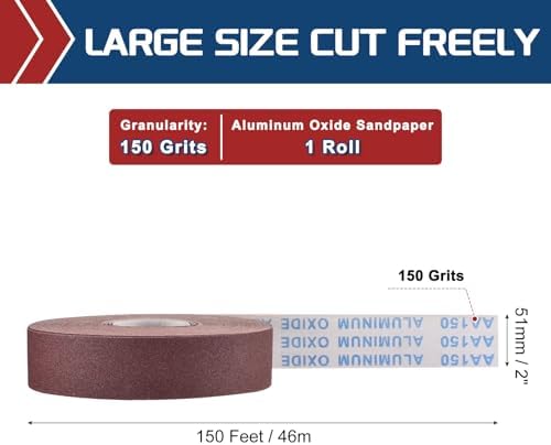Sandpaper Roll 2Inch 150FT 150Grit Aluminum Oxide Emery Cloth Roll