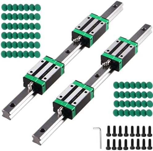 Linear Guide Rail 2 X HGR 20-2000mm Linear Slide Rail + 4 X Bearing Blocks Linear Guideway Rail for DIY CNC Routers Lathes Mills
