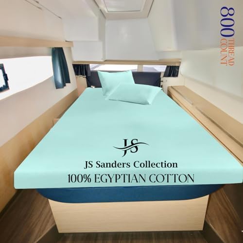 JS Sanders XL V Berth Boat Sheet 3 Pcs 600 TC Egyptian Cotton,Aqua Blue