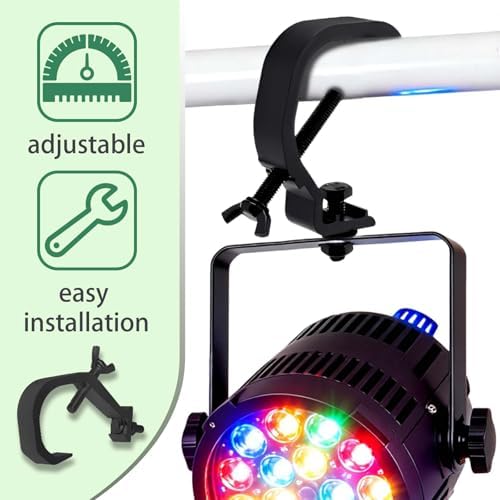 jindaaduio Stage Light Clamp, Lighting Truss Clamps (40mm-60mm 30kg), Truss C-Clamp Used for Spotlight and Moving Head(2 pcs Black)