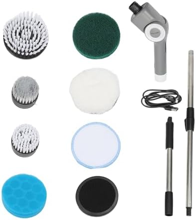 Zerodis Electric Spin Scrubber Cordless Power Scrubber Electric Brush 3 Speeds 400RPM IPX7 with 7 Brush Heads LED Display for Bathroom Kitchen Tile Car