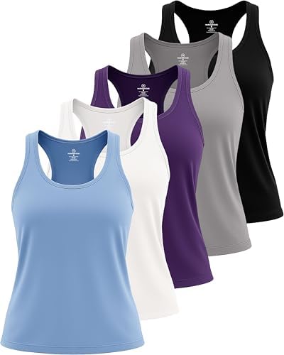5 Pack Women's Dry Fit Tank Tops Sleeveless Athletic Workout Gym Yoga