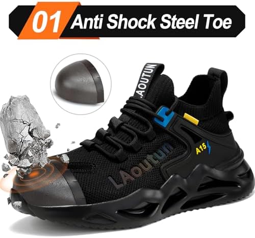 LAoutun Steel Toe Shoes for Men Work Shoes Safety Sneakers Lightweight