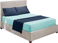 Nestl Queen Sheets Set - 4 Piece Queen Bed Sheets, Hotel Luxury, Extra Soft, Double Brushed Bedding for Queen Size, 2 Tone Aqua/Navy Set, Aqua Fitted Sheet, Navy Flat Sheet, Navy Pillow Case