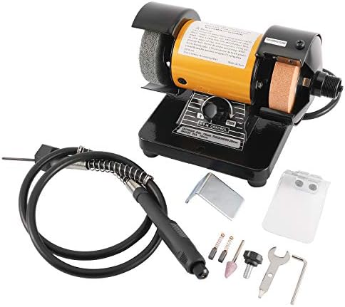 3" Multipurpose Mini Bench Grinder Polisher with 31" Long Flexible Shaft and Accessories, Variable Speed Dial 0-10000 RPM, 110V 150W Single Phase Motor