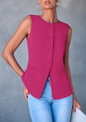 PRETTYGARDEN Women Tailored Suit Vest Business Casual Tops