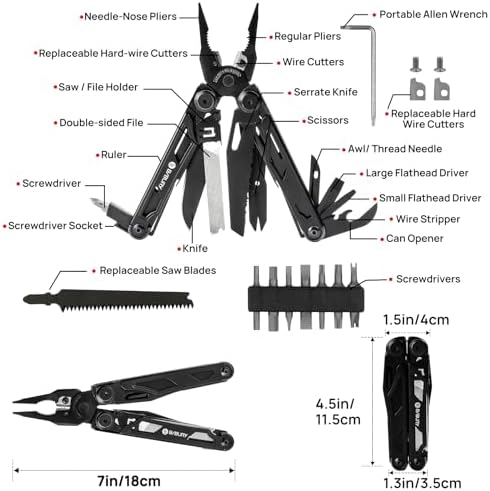 BIBURY 31-in-1 Multitool Pliers Pro,EDC Pocket Knife & Upgraded Scissors