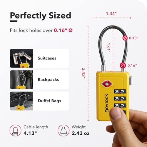 TSA Approved Luggage Locks, Travel Locks with Inspection Indicator