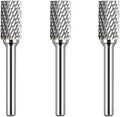 Carbide Burr Set 1/4" Shank SB-3 Die Grinder Bits Tungsten Double Cut Burr Bits (3/8" Cutter Dia X 0.86" Cutter Length) for Die Grinder Kits Metal Grinding Drilling Polishing (3pcs)