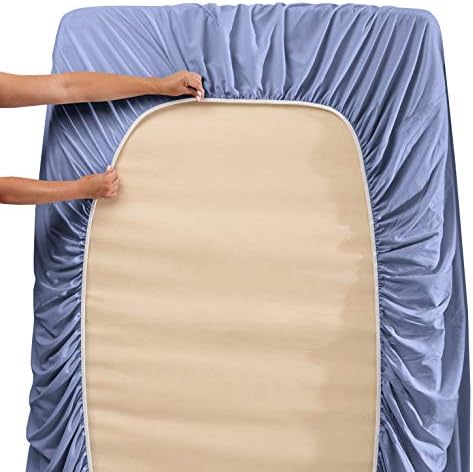 Hearth & Harbor 4Pcs Queen Bed Sheet Set, Hotel Luxury Double Brushed Microfiber, Deep Pocket Fitted Sheets, Steel (Queen, Solid)